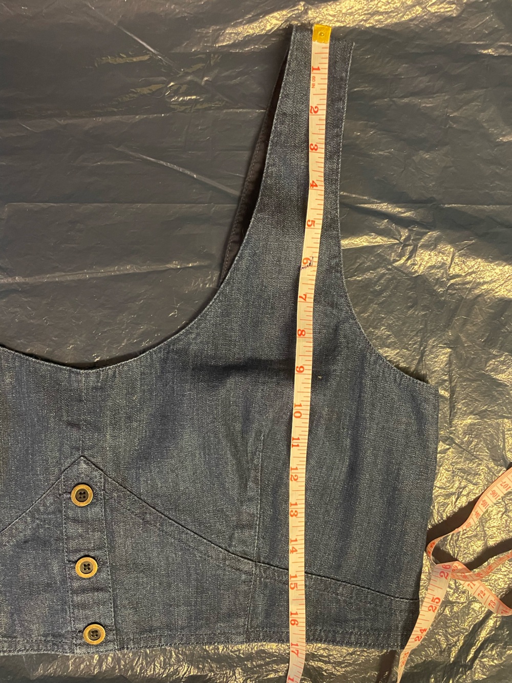 Banana Republic Denim Crop Top in Dark Blue with Button Front - Picture 3 of 11